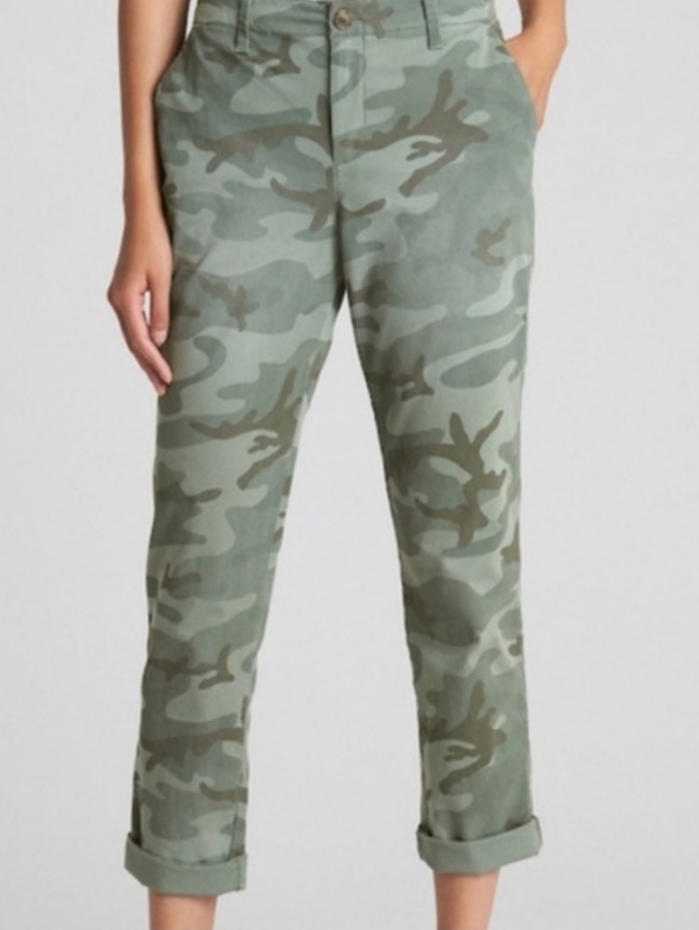GAP Girlfriend Camo Stretch Straight-Leg Pants - Green Camo SIZE 8 NWT